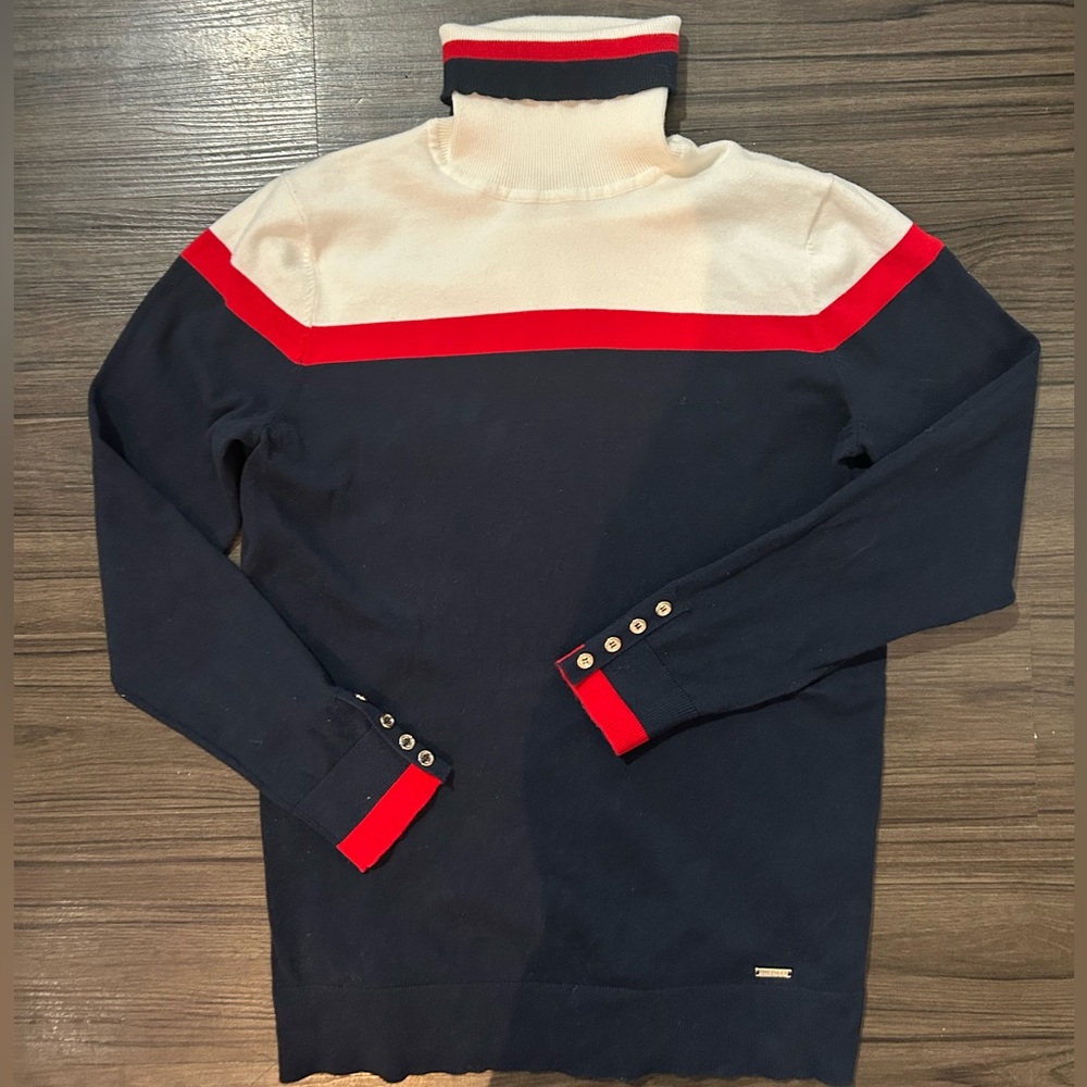 Tommy Hilfiger Navy and Red Sweater